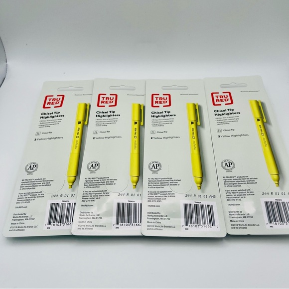Lot of FourTRU RED Pocket Highlighter with Chisel Tip Yellow 2 Pack (Total 8). - Picture 2 of 6